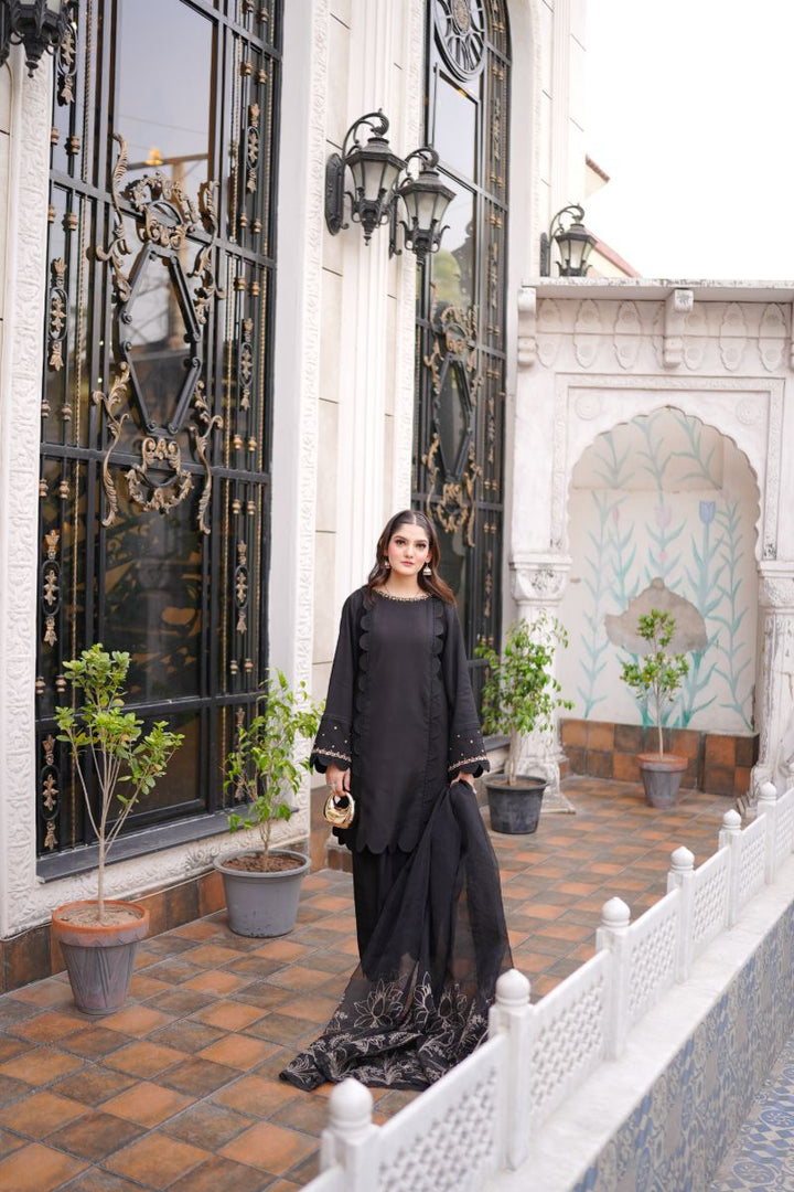 Fozia Khalid - RAVEN - Black - Silk & Organza - 3 Piece
