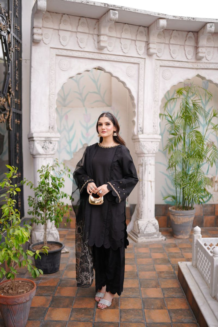 Fozia Khalid - RAVEN - Black - Silk & Organza - 3 Piece