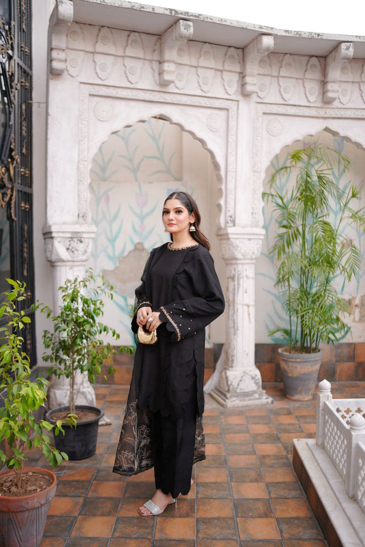 Fozia Khalid - RAVEN - Black - Silk & Organza - 3 Piece
