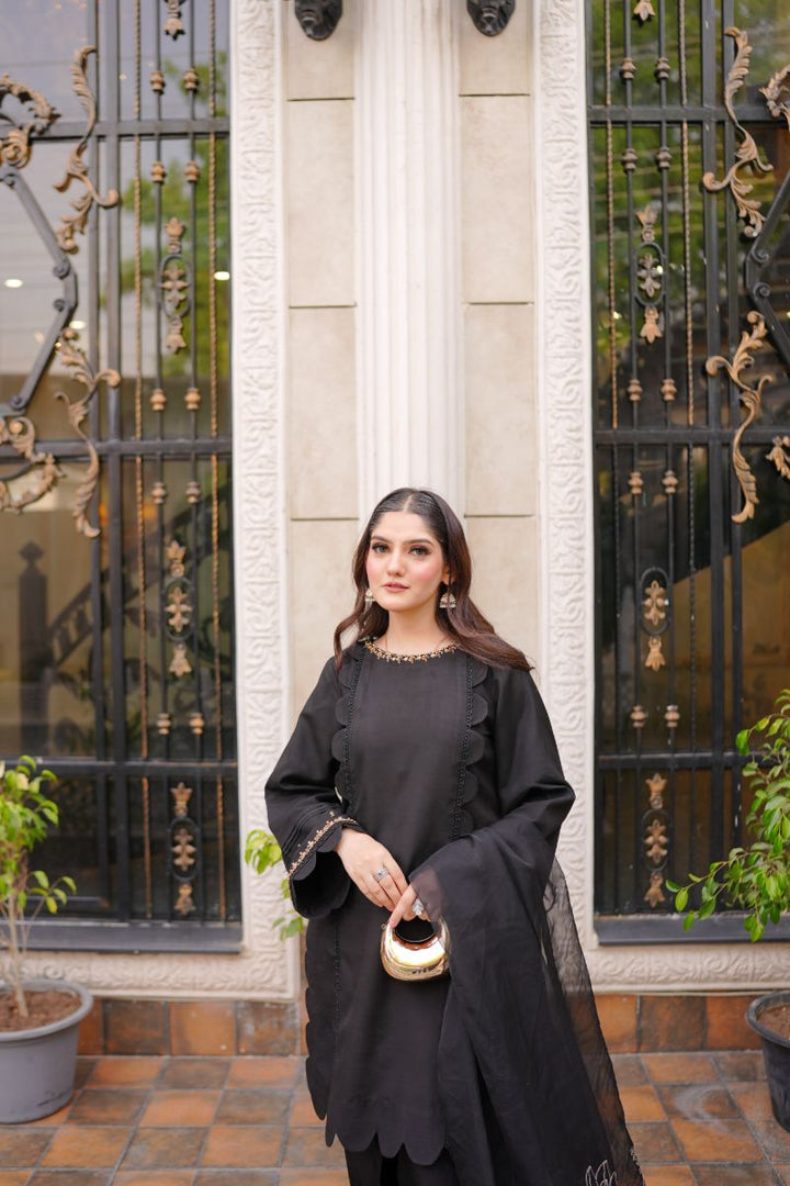 Fozia Khalid - RAVEN - Black - Silk & Organza - 3 Piece