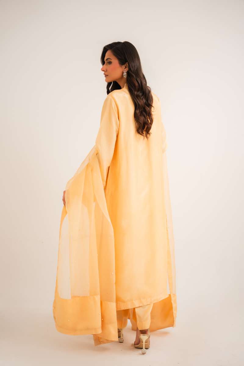 Leon -Lyra Sheesha Silk Suit For Women - Butter Yellow - 2 Piece