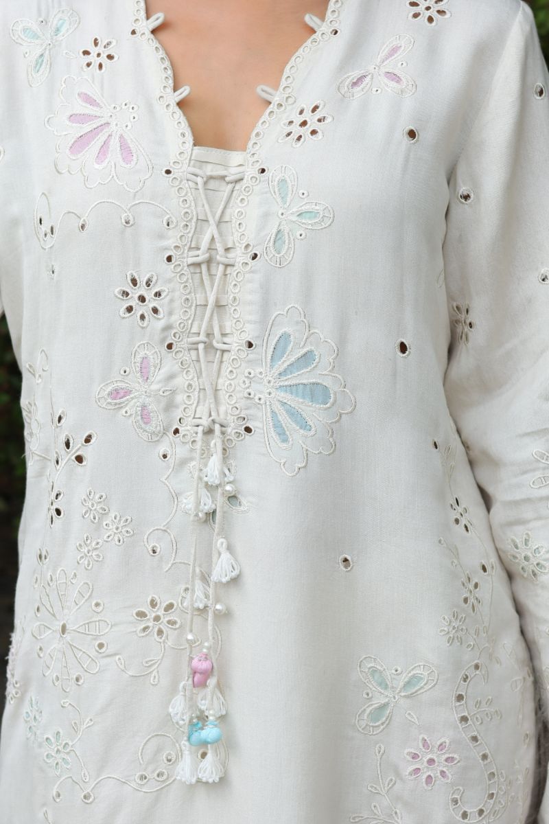 Reema Ahsan - ROHA - Khadi Silk & Organza - Ivory - 3 Piece