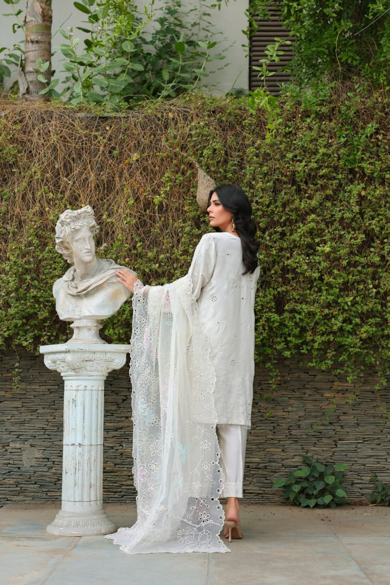 Reema Ahsan - ROHA - Khadi Silk & Organza - Ivory - 3 Piece