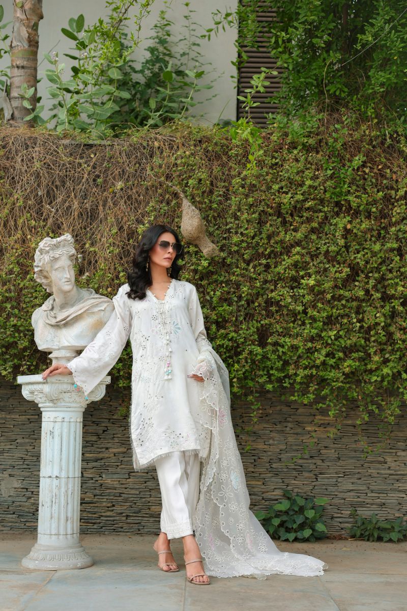 Reema Ahsan - ROHA - Khadi Silk & Organza - Ivory - 3 Piece