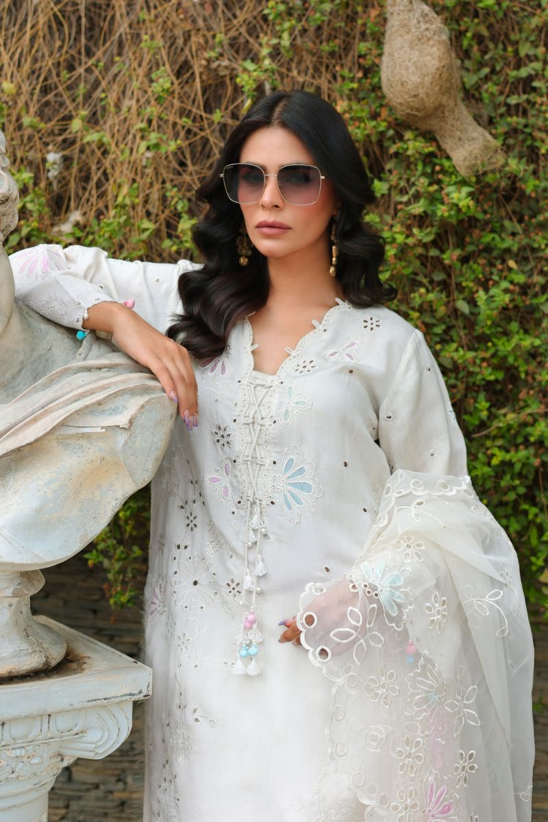 Reema Ahsan - ROHA - Khadi Silk & Organza - Ivory - 3 Piece