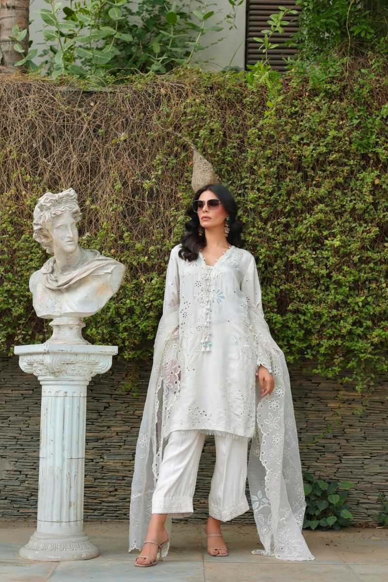 Reema Ahsan - ROHA - Khadi Silk & Organza - Ivory - 3 Piece