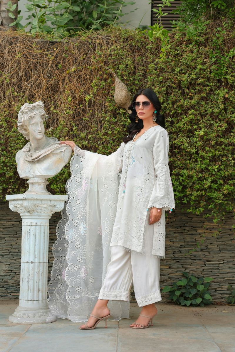 Reema Ahsan - ROHA - Khadi Silk & Organza - Ivory - 3 Piece