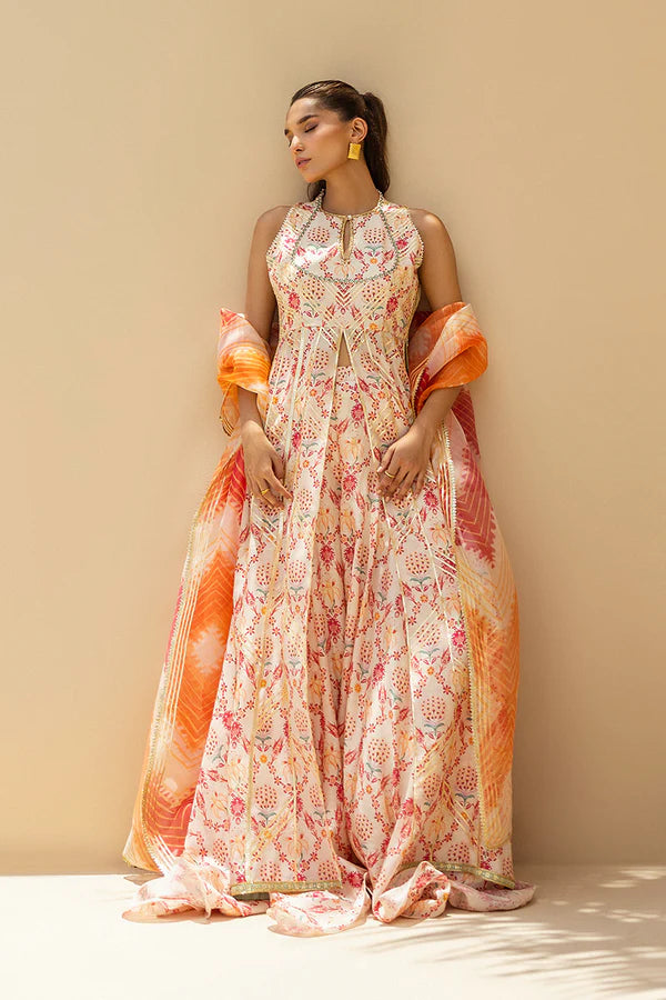Sania Maskatiya - Ralia (A) - Khaddi Silk , Khaddi Silk , Organza - Ivory/Blush - 3 Piece