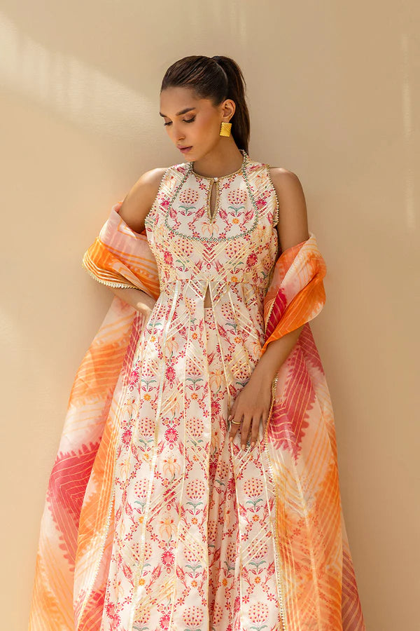 Sania Maskatiya - Ralia (A) - Khaddi Silk , Khaddi Silk , Organza - Ivory/Blush - 3 Piece