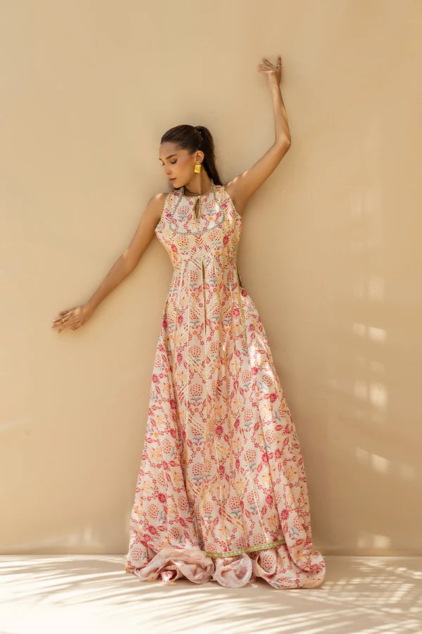 Sania Maskatiya - Ralia (A) - Khaddi Silk , Khaddi Silk , Organza - Ivory/Blush - 3 Piece