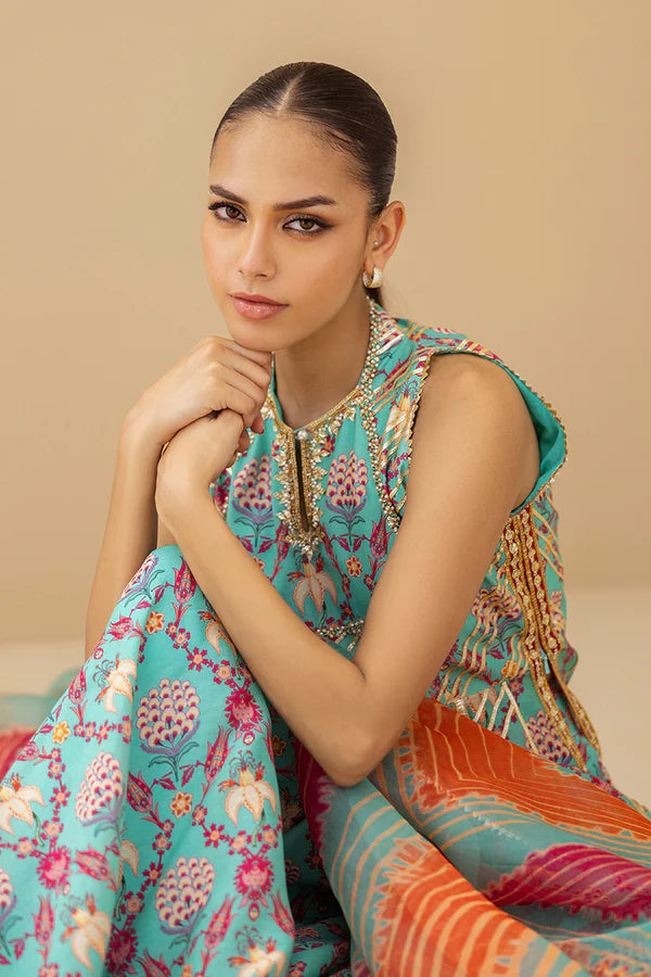 Sania Maskatiya - Ralia (B) - Khaddi Silk , Khaddi Silk , Organza - Powder Blue - 3 Piece