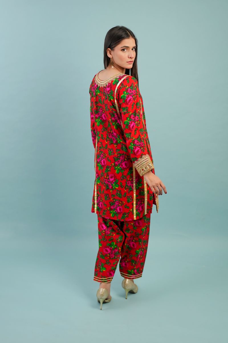 Gul E Noor- Blouche Vol 1 - Red - Acrylic - 2 Piece