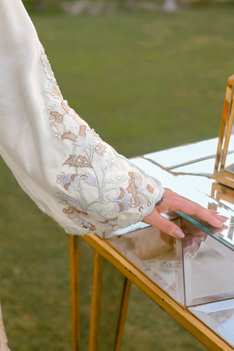 Reema Ahsan - Aleera - Khadi Silk & Organza - Ivory - 3 Piece