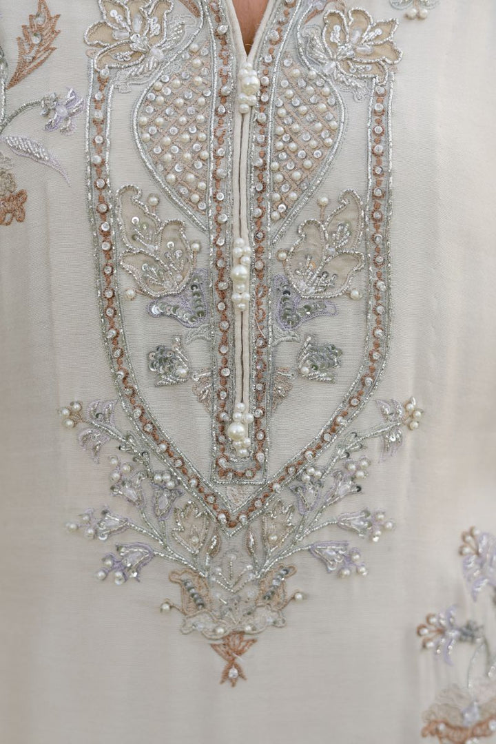 Reema Ahsan - Aleera - Khadi Silk & Organza - Ivory - 3 Piece
