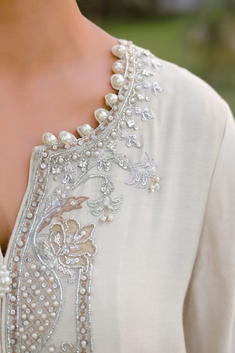 Reema Ahsan - Aleera - Khadi Silk & Organza - Ivory - 3 Piece