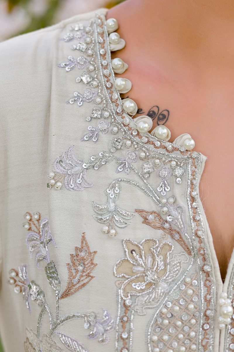 Reema Ahsan - Aleera - Khadi Silk & Organza - Ivory - 3 Piece