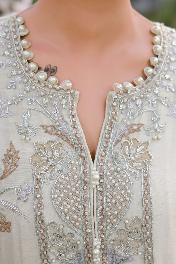 Reema Ahsan - Aleera - Khadi Silk & Organza - Ivory - 3 Piece