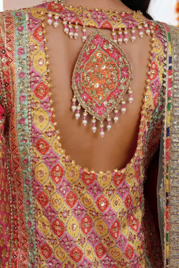 Reema Ahsan - Amal - Shamoos silk & Net - Multi & Green - 3 Piece