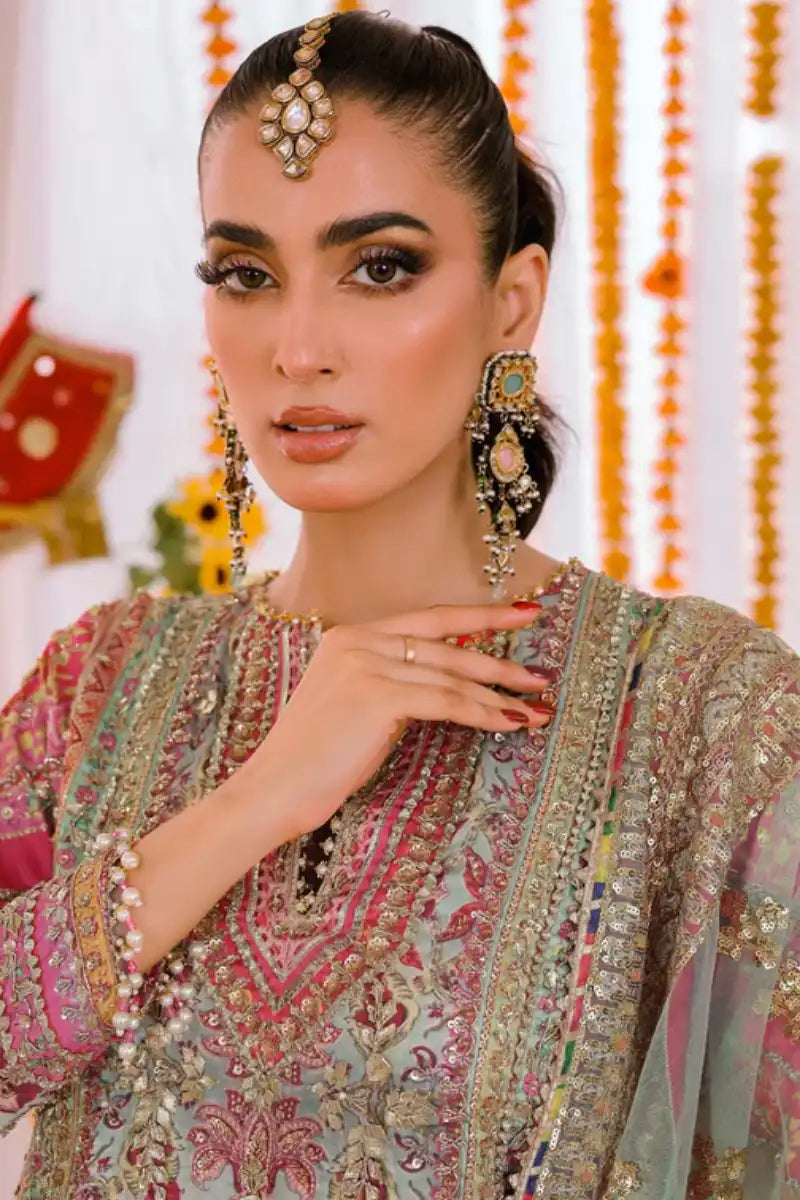 Reema Ahsan - Amal - Shamoos silk & Net - Multi & Green - 3 Piece