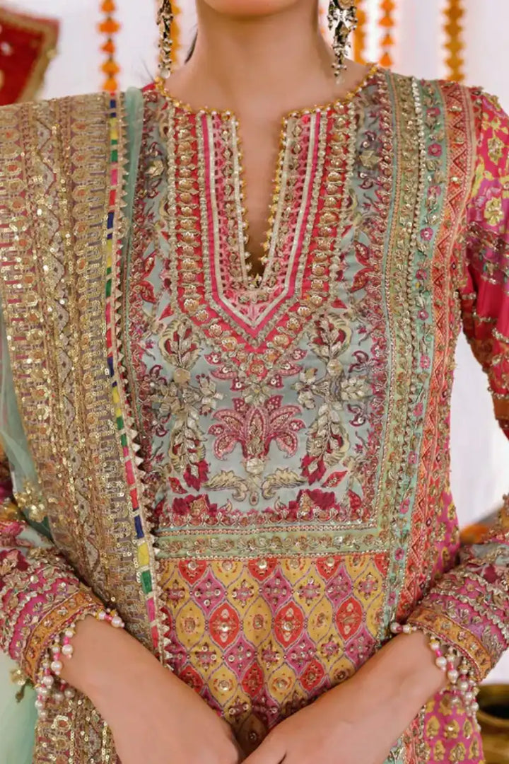 Reema Ahsan - Amal - Shamoos silk & Net - Multi & Green - 3 Piece