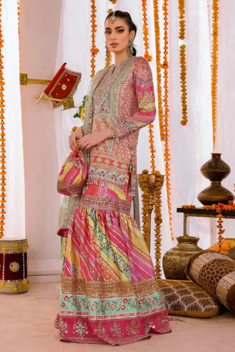 Reema Ahsan - Amal - Shamoos silk & Net - Multi & Green - 3 Piece