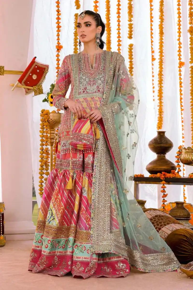 Reema Ahsan - Amal - Shamoos silk & Net - Multi & Green - 3 Piece