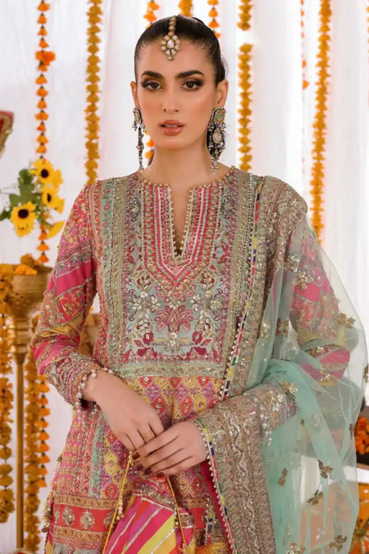 Reema Ahsan - Amal - Shamoos silk & Net - Multi & Green - 3 Piece