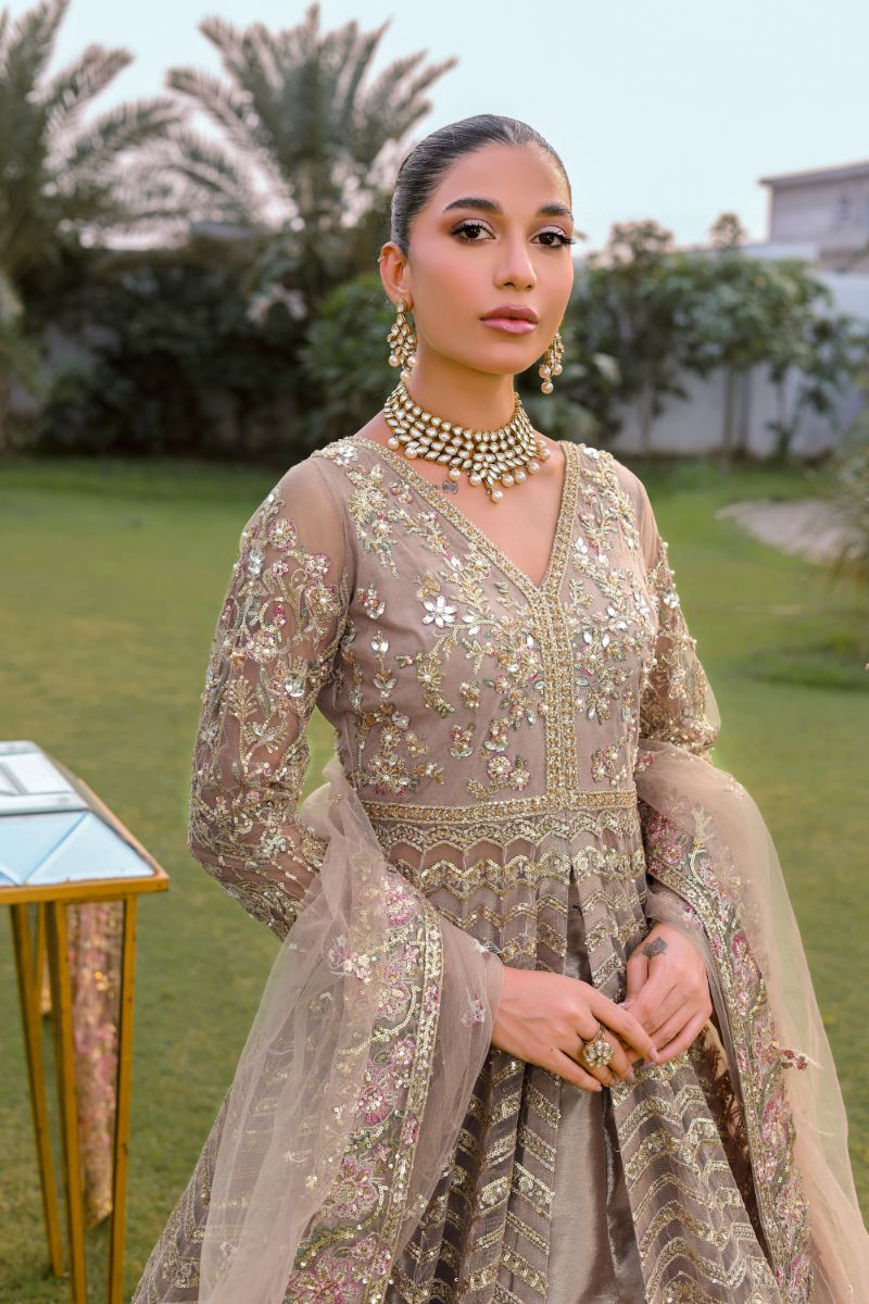 Reema Ahsan - Aroosa - Net & Tissue - Beige - 3 Piece
