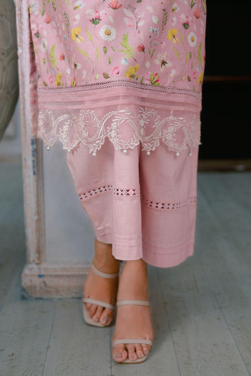 Reema Ahsan - Ayla - Lawn & Chiffon - Pastel pink - 3 Piece