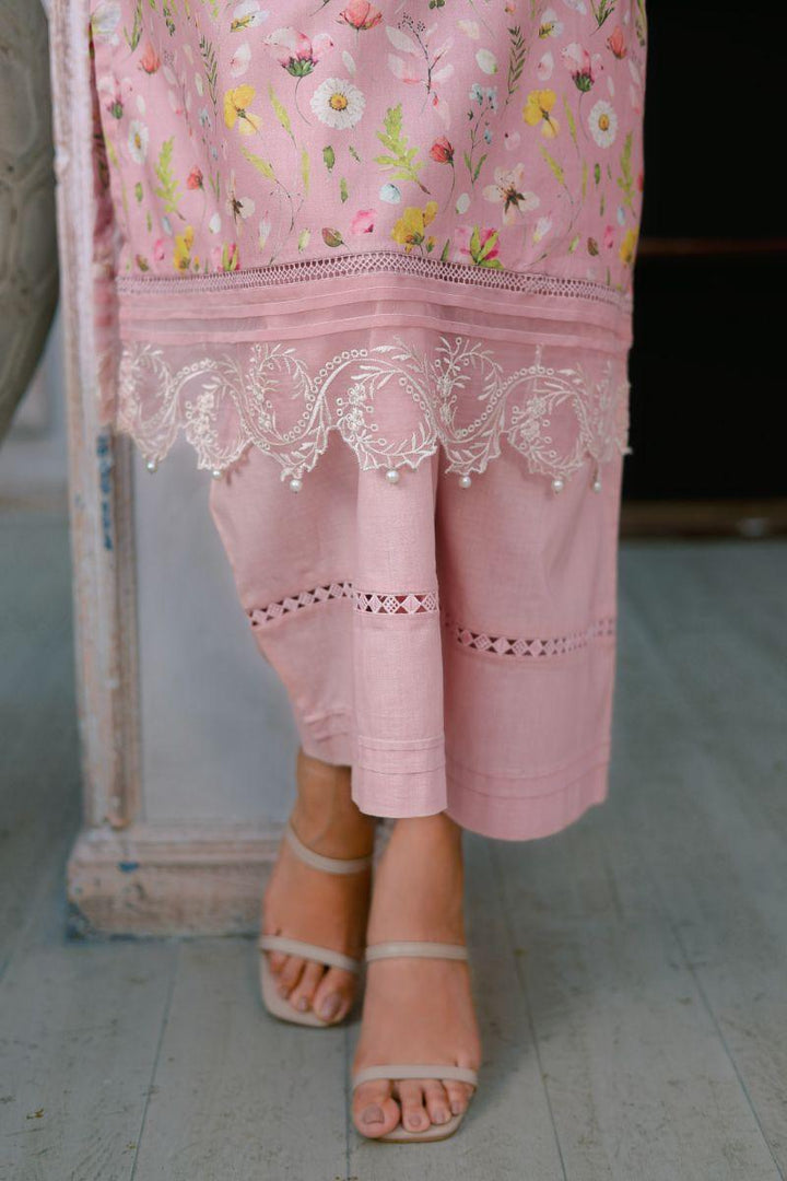 Reema Ahsan - Ayla - Lawn & Chiffon - Pastel pink - 3 Piece