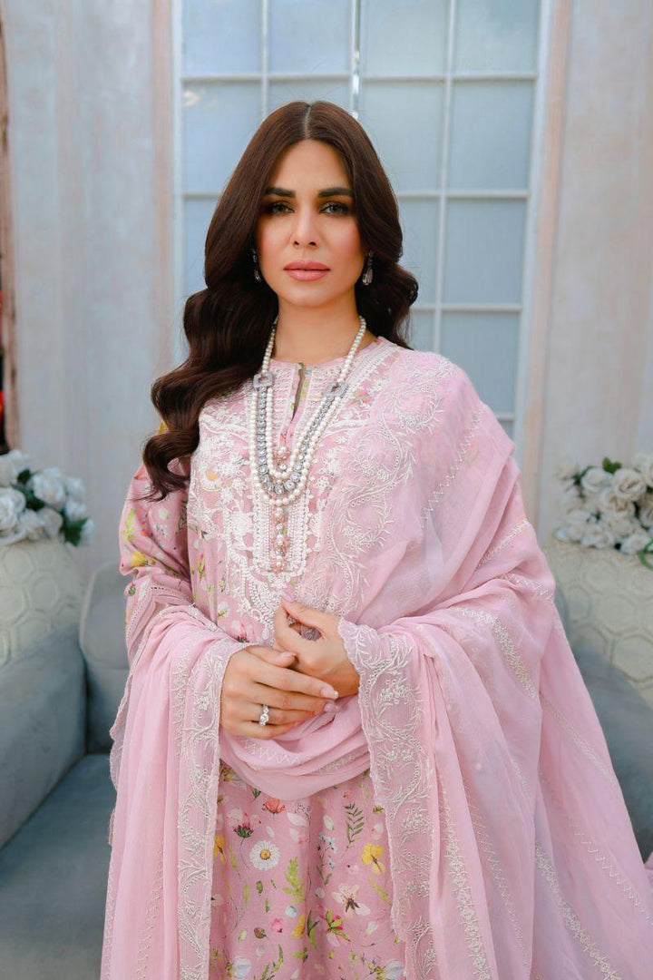 Reema Ahsan - Ayla - Lawn & Chiffon - Pastel pink - 3 Piece