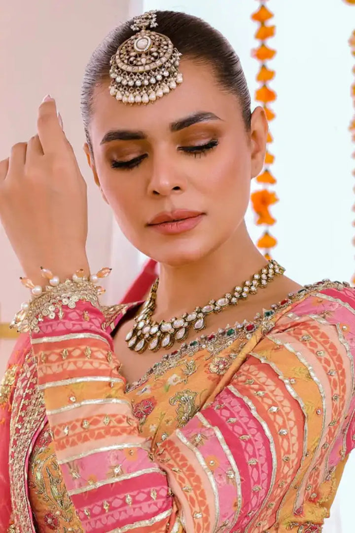Reema Ahsan - Aynur - PK Raw Silk & Net - Mustard, Multi & Pink - 3 Piece