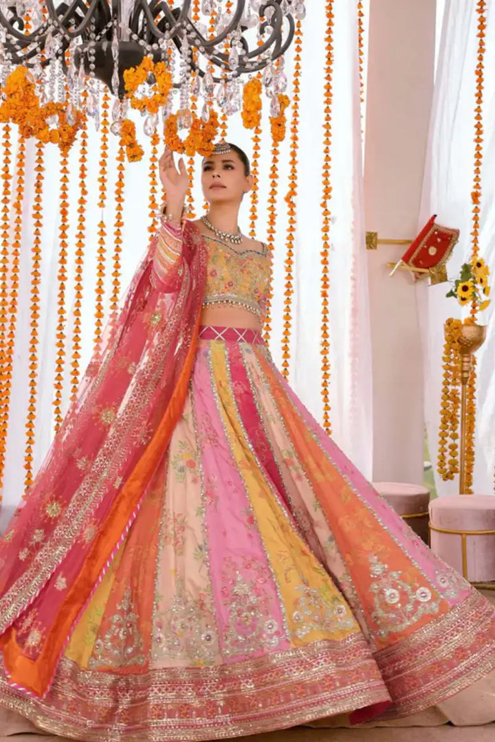 Reema Ahsan - Aynur - PK Raw Silk & Net - Mustard, Multi & Pink - 3 Piece