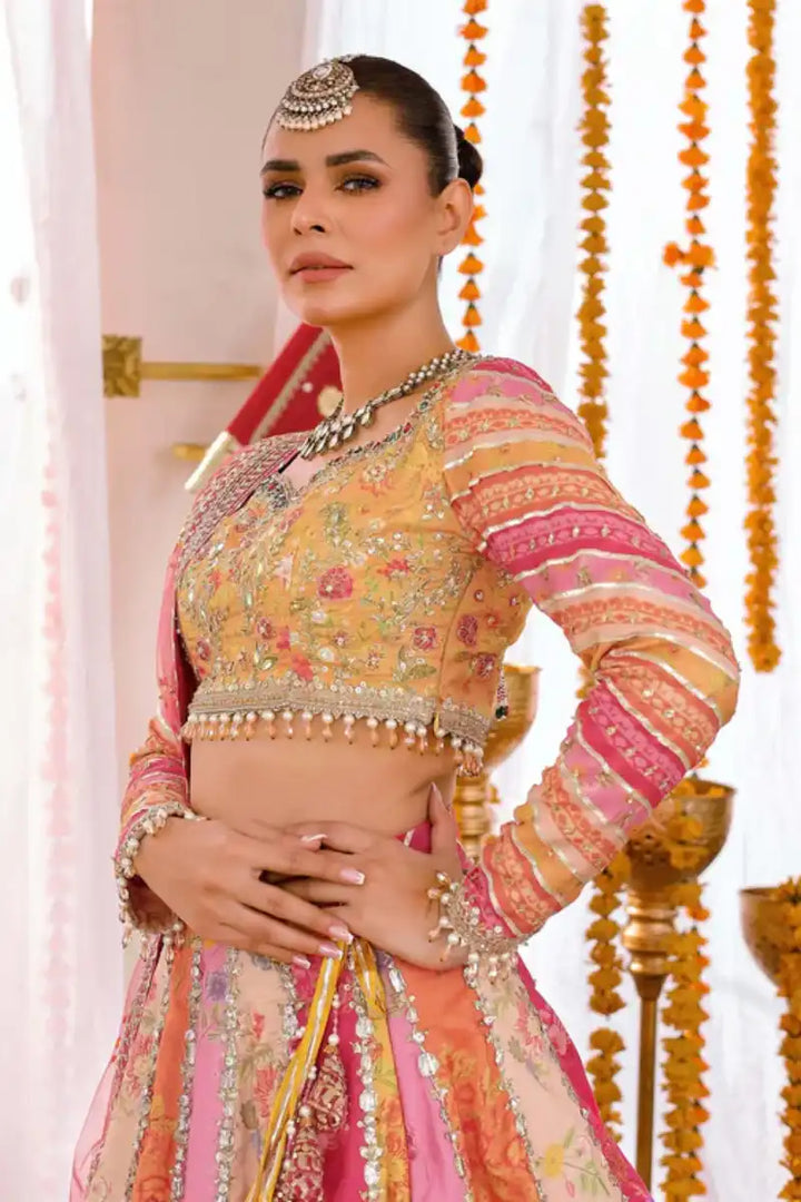 Reema Ahsan - Aynur - PK Raw Silk & Net - Mustard, Multi & Pink - 3 Piece