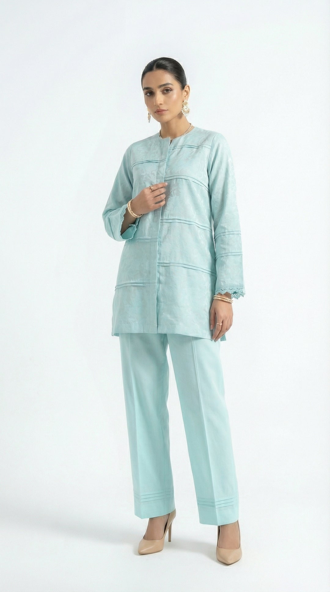 Reema Ahsan - Besma Self Jaquard Suit For Women - Sky Blue - 2 Piece