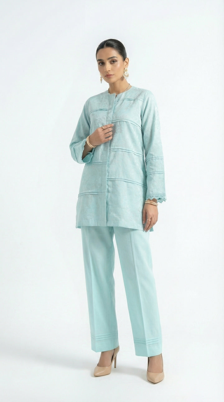 Reema Ahsan - Besma Self Jaquard Suit For Women - Sky Blue - 2 Piece