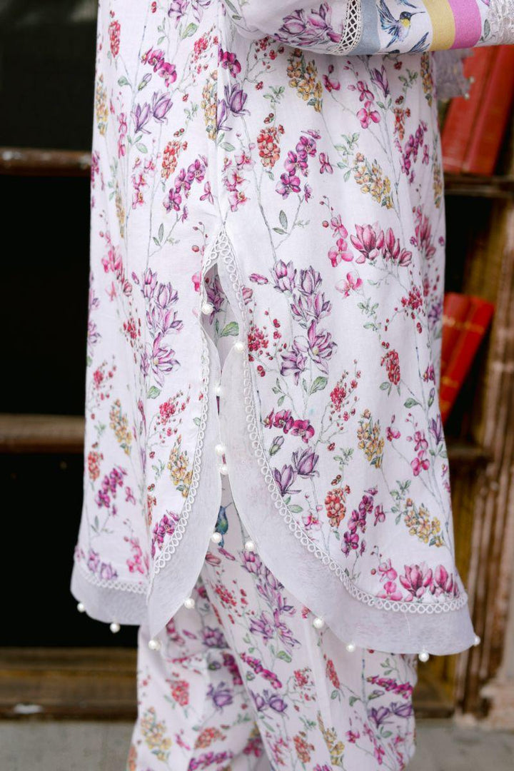 Reema Ahsan - Camellia - Lawn & Organza - Grey - 3 Piece