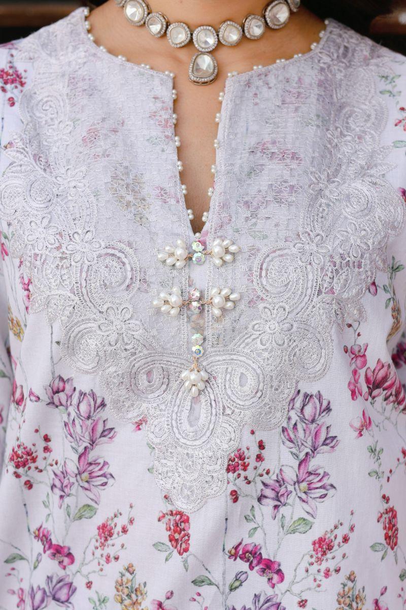Reema Ahsan - Camellia - Lawn & Organza - Grey - 3 Piece