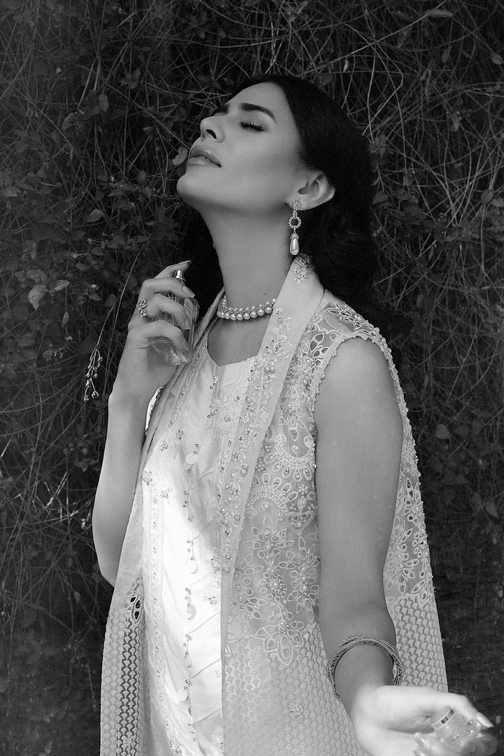 Reema Ahsan - Elina Tissue Silk Suit For Women - White - 3 Piece