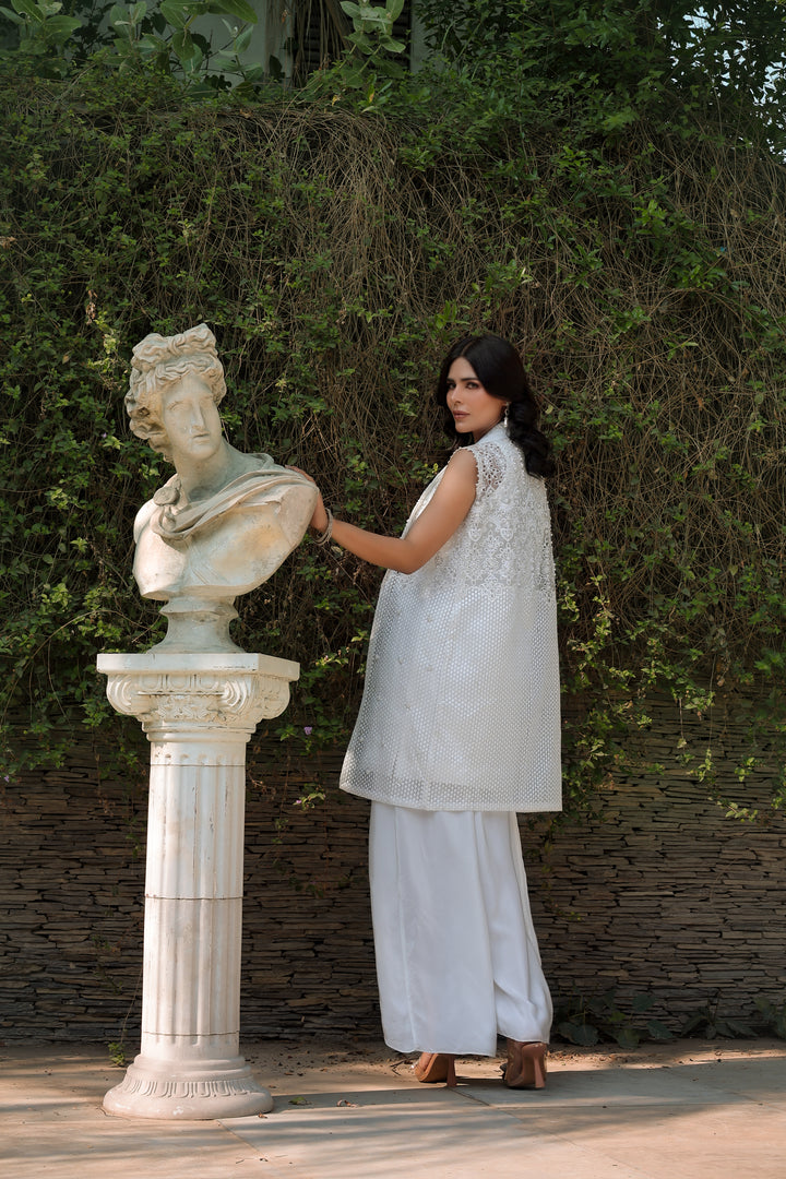Reema Ahsan - Elina Tissue Silk Suit For Women - White - 3 Piece