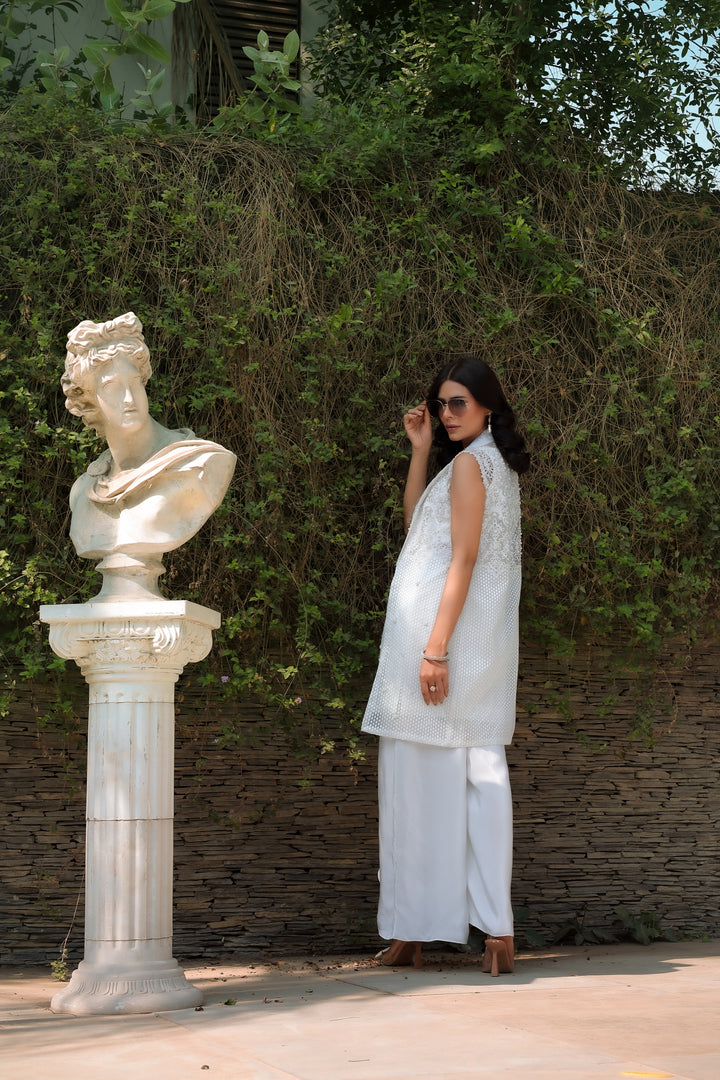 Reema Ahsan - Elina Tissue Silk Suit For Women - White - 3 Piece