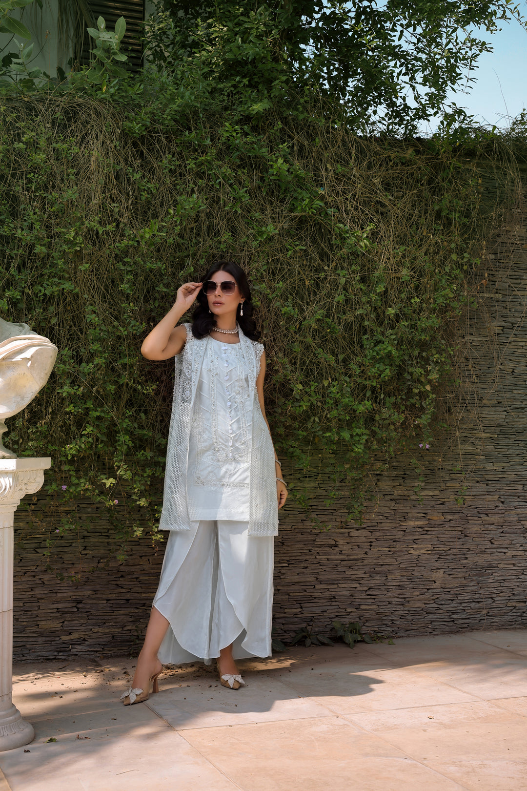 Reema Ahsan - Elina Tissue Silk Suit For Women - White - 3 Piece