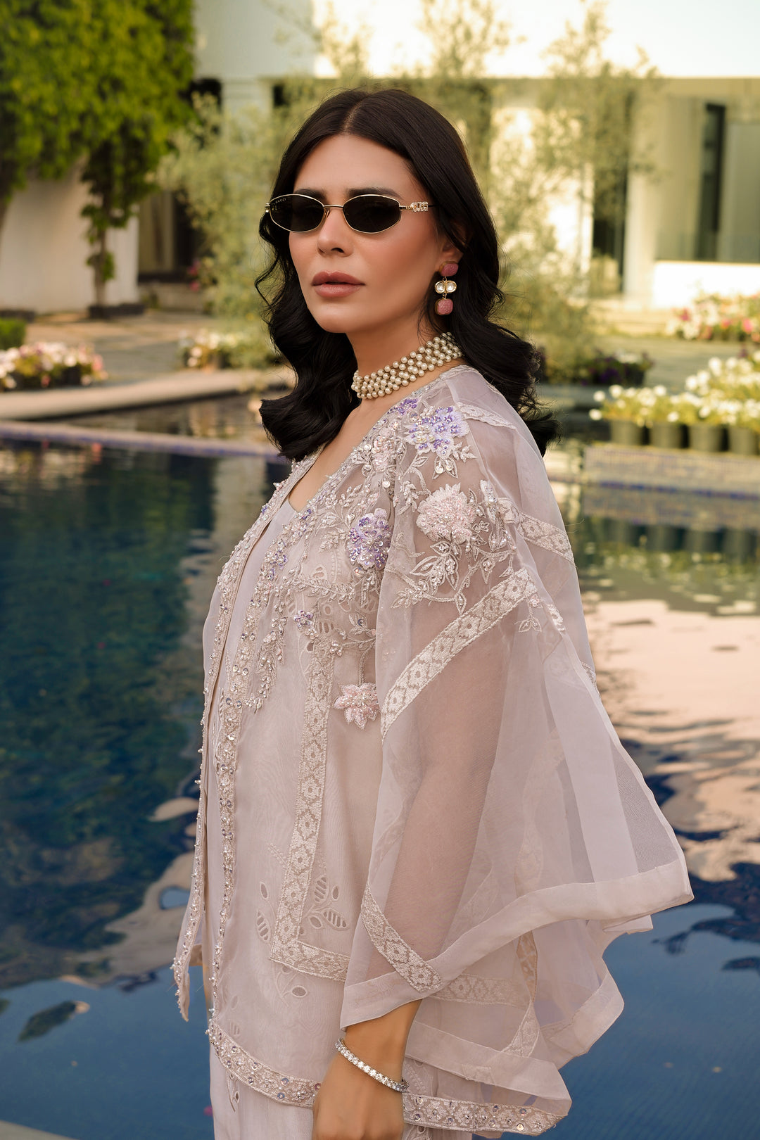 Reema Ahsan - Elva Tissue Silk Suit For Women - Skin - 3 Piece