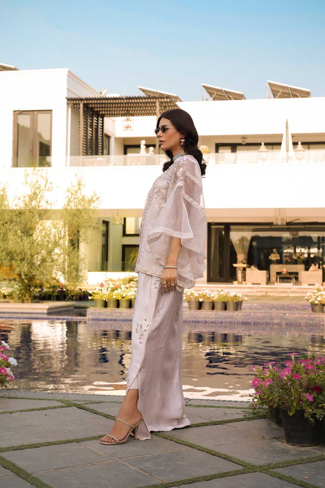 Reema Ahsan - Elva Tissue Silk Suit For Women - Skin - 3 Piece