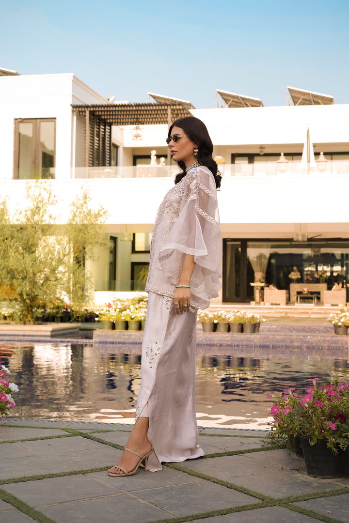 Reema Ahsan - Elva Tissue Silk Suit For Women - Skin - 3 Piece