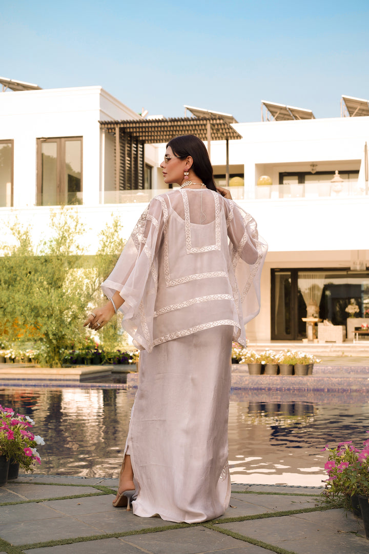 Reema Ahsan - Elva Tissue Silk Suit For Women - Skin - 3 Piece