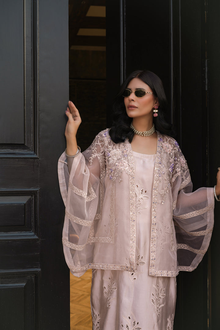 Reema Ahsan - Elva Tissue Silk Suit For Women - Skin - 3 Piece
