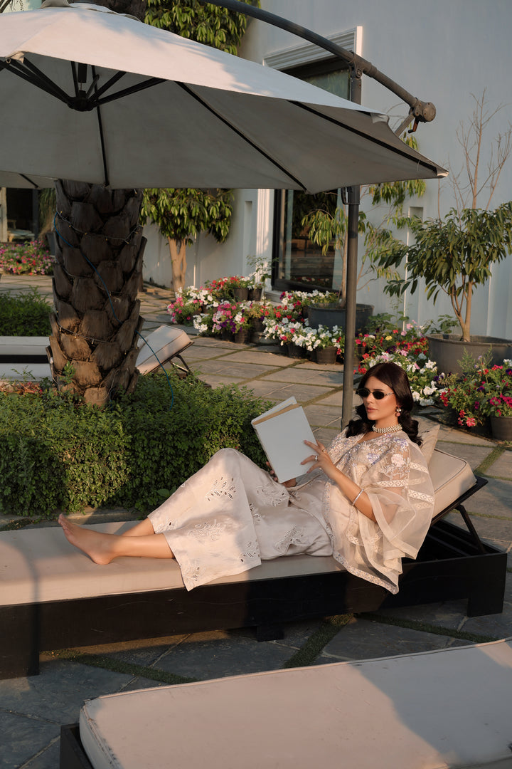 Reema Ahsan - Elva Tissue Silk Suit For Women - Skin - 3 Piece