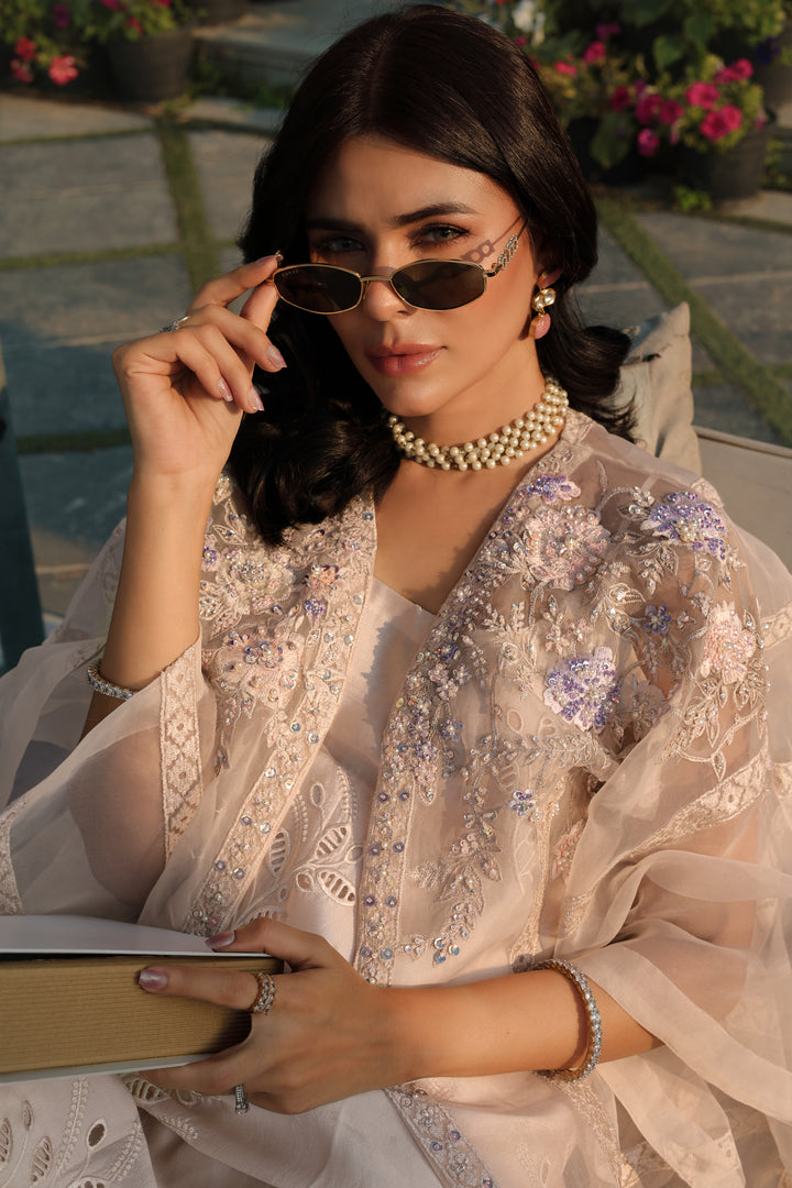 Reema Ahsan - Elva Tissue Silk Suit For Women - Skin - 3 Piece