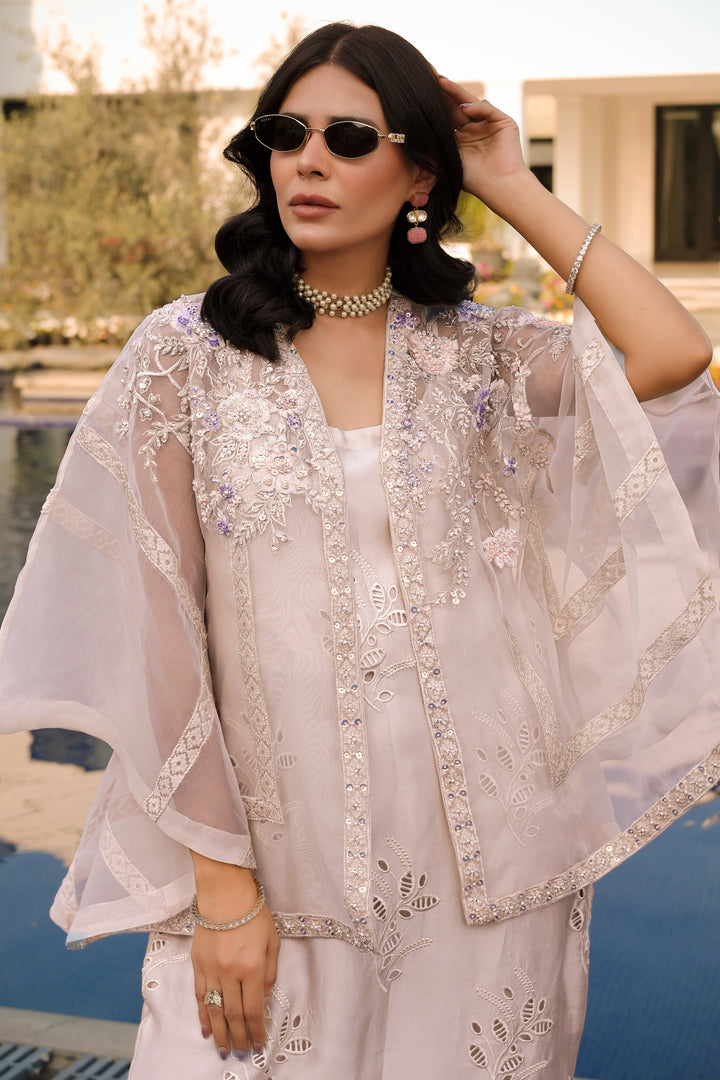 Reema Ahsan - Elva Tissue Silk Suit For Women - Skin - 3 Piece